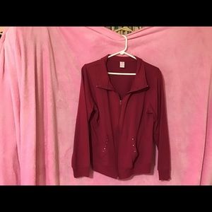 Burgundy light weight zipper shirt/sweatshirt.